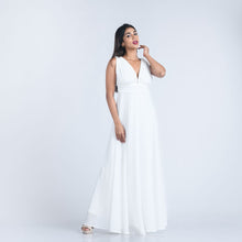 Load image into Gallery viewer, Grecian Plunge Flared Chiffon Evening Gown
