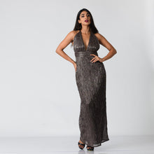 Load image into Gallery viewer, Plunge Halter Tie Evening Gown
