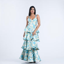 Load image into Gallery viewer, Tiered Side Cut-Out Jacquard Evening Gown
