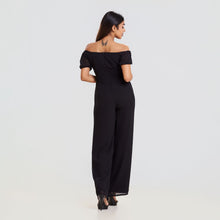 Load image into Gallery viewer, Off Shoulder Tie Front Chiffon Jumpsuit

