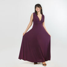Load image into Gallery viewer, Grecian Plunge Neck Flared Evening Gown

