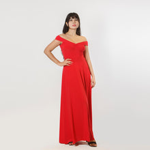 Load image into Gallery viewer, Off Shoulder Gathered Front Evening Gown
