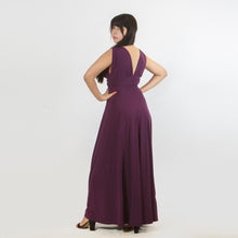 Load image into Gallery viewer, Grecian Plunge Neck Flared Evening Gown
