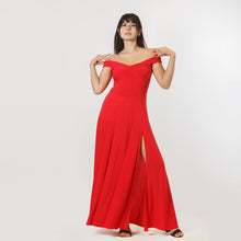 Load image into Gallery viewer, Off Shoulder Gathered Front Evening Gown

