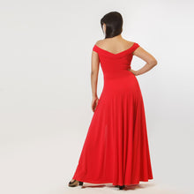 Load image into Gallery viewer, Off Shoulder Gathered Front Evening Gown
