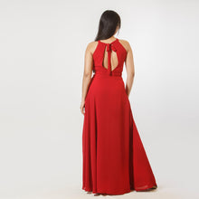 Load image into Gallery viewer, Open Back Halter Tie Evening Gown
