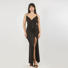 Load image into Gallery viewer, Mock Wrap Evening Gown w/ Frill
