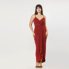 Load image into Gallery viewer, Mock Wrap Pleated Evening Gown

