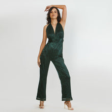 Load image into Gallery viewer, Grecian Plunge Halter Jumpsuit Shiny
