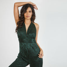Load image into Gallery viewer, Grecian Plunge Halter Jumpsuit Shiny
