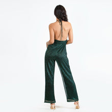 Load image into Gallery viewer, Grecian Plunge Halter Jumpsuit Shiny
