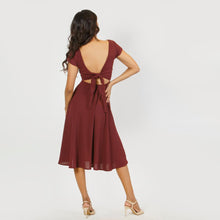 Load image into Gallery viewer, Boat Neck Tie Back Midi Dress
