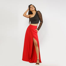 Load image into Gallery viewer, Flared Mock Wrap Skirt
