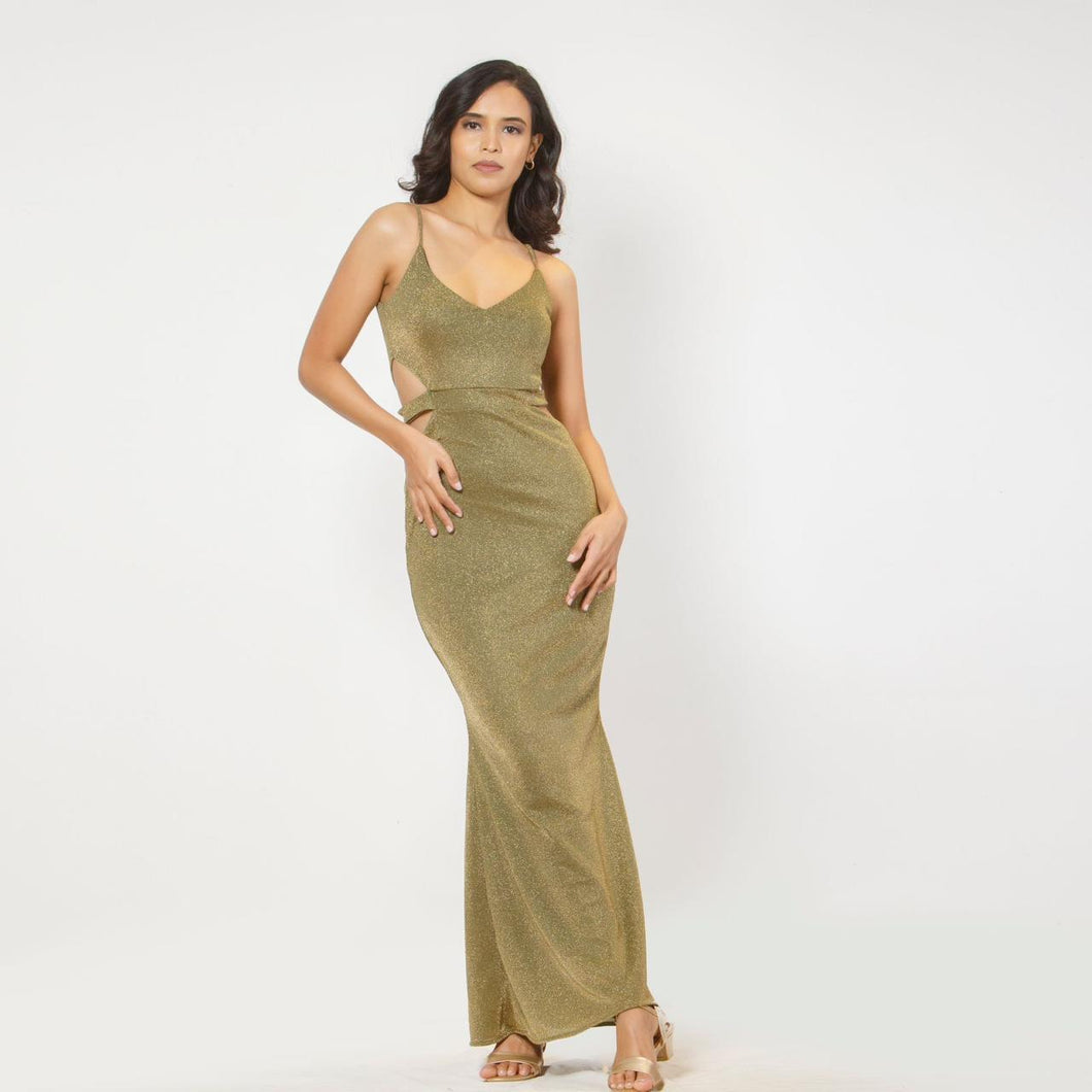 Side Cut-Out Fishtail Evening Gown