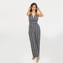 Load image into Gallery viewer, Grecian Plunge Halter Jumpsuit Print
