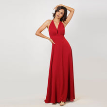Load image into Gallery viewer, Grecian Plunge Halter Chiffon Evening Gown
