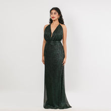Load image into Gallery viewer, Plunge Halter Tie Evening Gown
