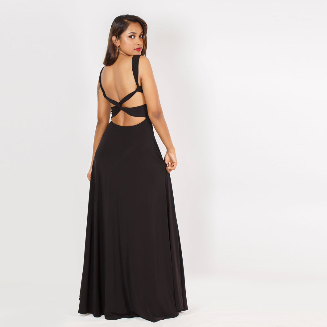 Twisted Back Open Evening Gown