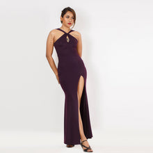 Load image into Gallery viewer, Loop Front Halter Fishtail Evening Gown
