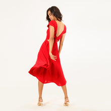 Load image into Gallery viewer, Boat Neck Tie Back Midi Dress
