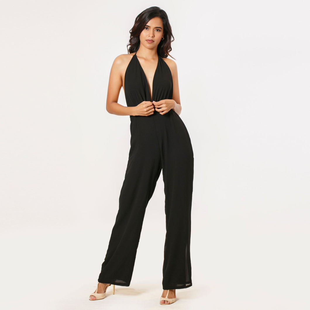 Grecian Plunge Halter Jumpsuit