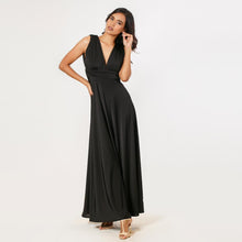 Load image into Gallery viewer, Grecian Plunge Neck Flared Evening Gown
