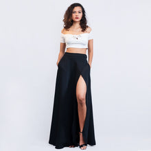 Load image into Gallery viewer, Flared Mock Wrap Skirt

