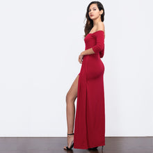 Load image into Gallery viewer, Off Shoulder Draped Evening Gown
