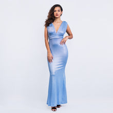 Load image into Gallery viewer, Grecian Plunge Neck Evening Gown
