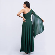 Load image into Gallery viewer, One Shoulder Flared Sleeve Evening Gown
