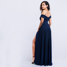 Load image into Gallery viewer, Off Shoulder Gathered Front Evening Gown
