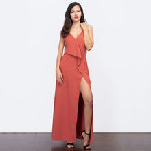 Load image into Gallery viewer, Frill Front High Slit Evening Gown
