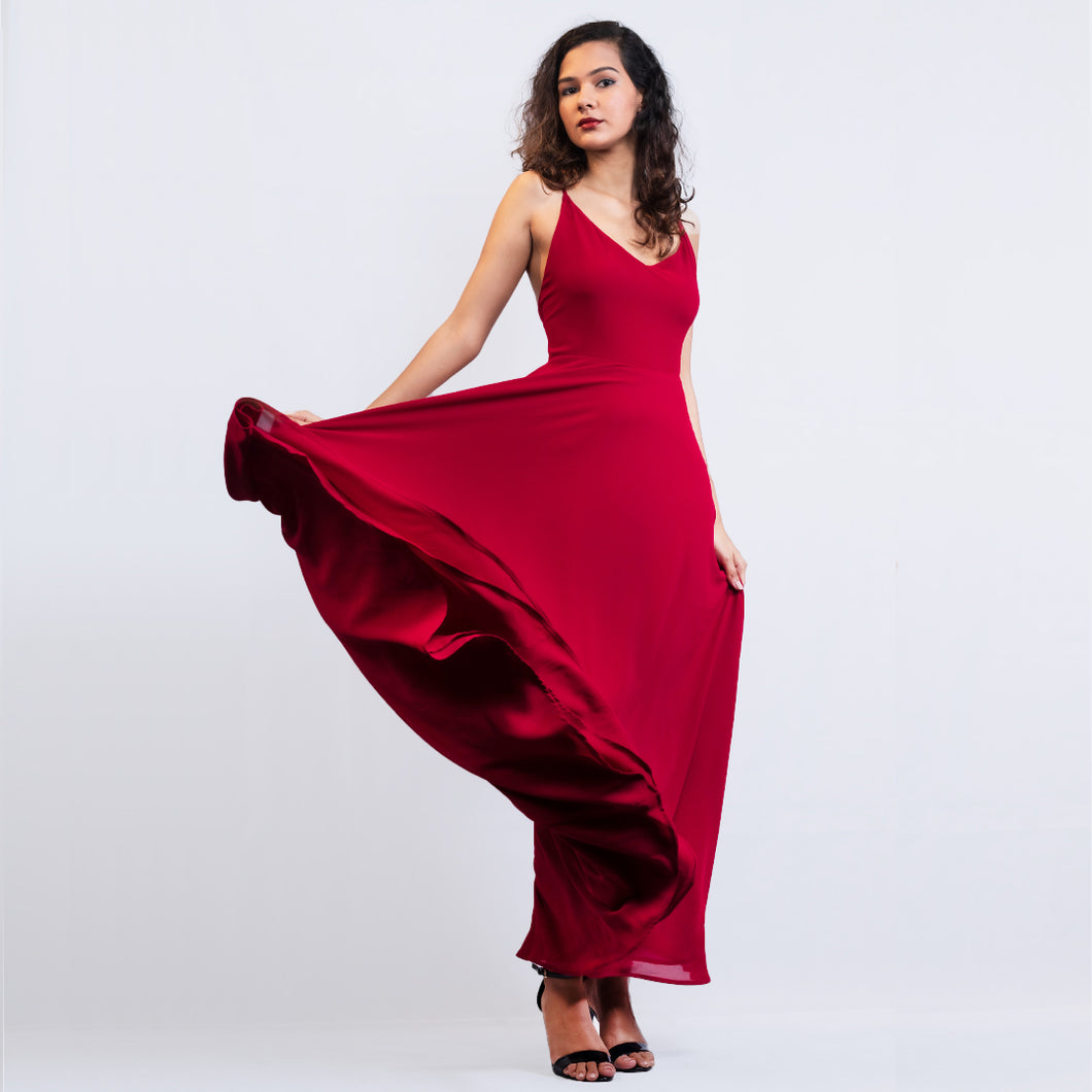 Criss Cross Open Back Evening Gown
