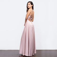 Load image into Gallery viewer, Tie Back Satin Evening Gown
