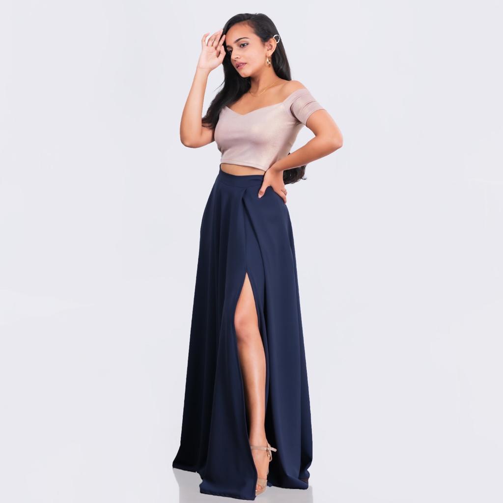 Flared Front Pleat Skirt