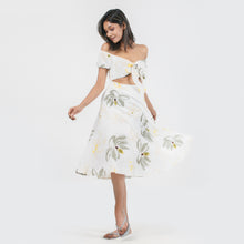 Load image into Gallery viewer, Floral Off Shoulder Tie Front Midi Dress
