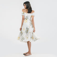 Load image into Gallery viewer, Floral Off Shoulder Tie Front Midi Dress
