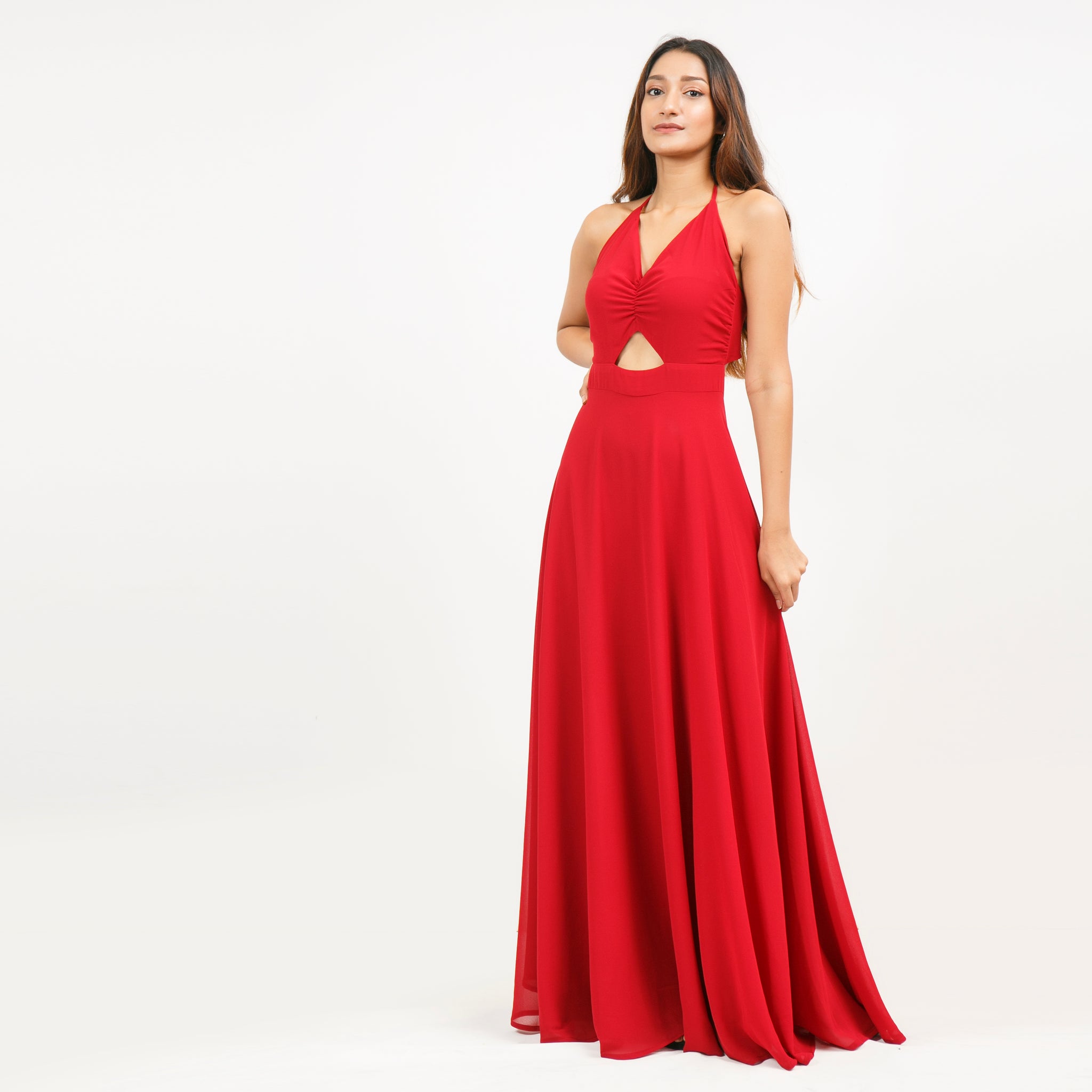 open lace back dress Off Shoulder Straight Neck Frill Sleeve Evening Gown – 1.O.A.K