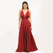 Load image into Gallery viewer, Grecian Plunge Criss Cross Back Evening Gown
