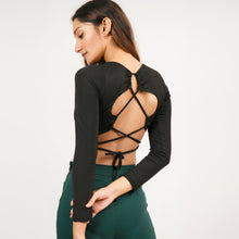Load image into Gallery viewer, Boat Neck Criss Cross Back Crop Top
