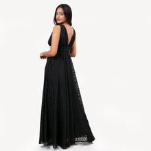 Load image into Gallery viewer, Grecian Plunge Neck Flared Evening Gown
