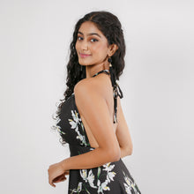 Load image into Gallery viewer, Floral Plunge Satin Halter Maxi
