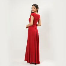 Load image into Gallery viewer, Wrap Top Tie Back Evening Gown
