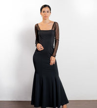 Load image into Gallery viewer, Square Neck Long Net Sleeves Mermaid Evening Gown

