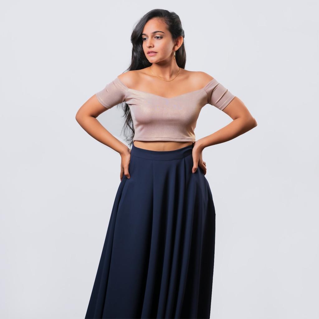 Shimmer Off Shoulder Crop Top