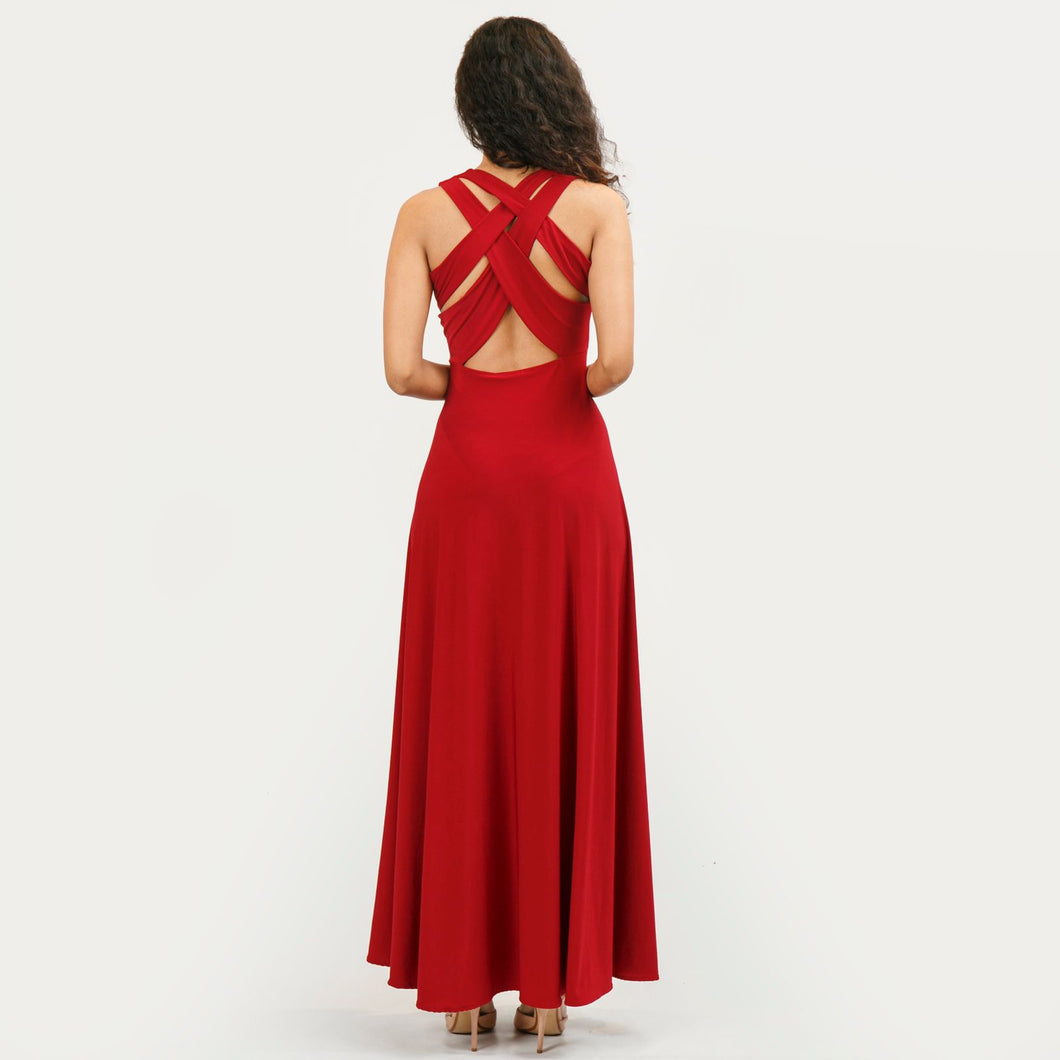 Double Criss Cross Back Evening Gown
