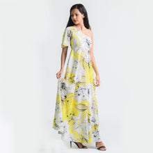 Load image into Gallery viewer, One Shoulder Butterfly Sleeve Printed Dress
