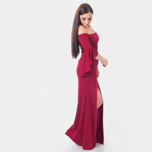 Load image into Gallery viewer, Off Shoulder Frill Sleeve Evening Gown
