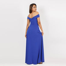 Load image into Gallery viewer, Off Shoulder Gathered Front Evening Gown

