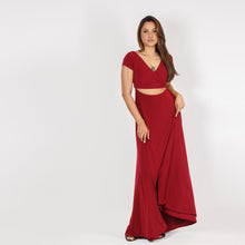 Load image into Gallery viewer, Wrap Top Tie Back Evening Gown
